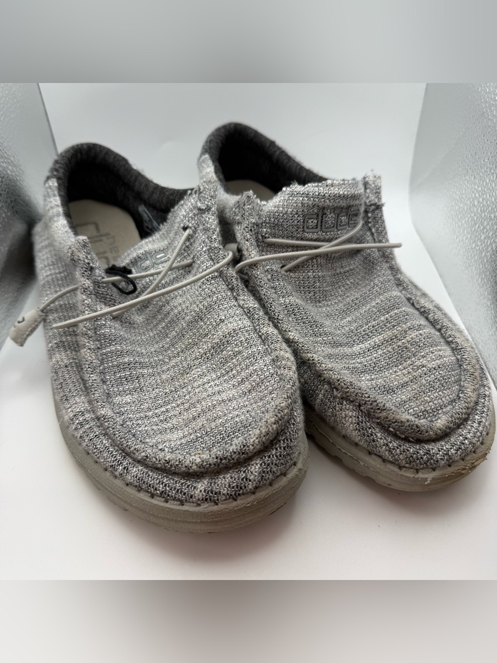 Hey Dude Mens Size 10 Wally Stretch Platinum Mix Grey Casual Loafer Shoes